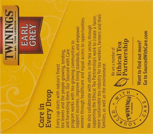 Twinings Earl Grey Black Tea Individually Wrapped Bags, 20 Count (Pack of 2), Flavoured with Citrus and Bergamot, Caffeinated, Enjoy Hot or Iced, 20 Teabags