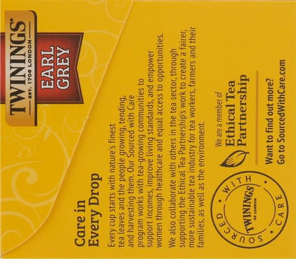 Twinings Earl Grey Black Tea Individually Wrapped Bags, 20 Count (Pack of 2), Flavoured with Citrus and Bergamot, Caffeinated, Enjoy Hot or Iced, 20 Teabags