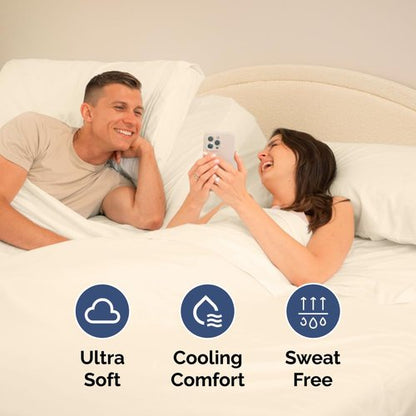 Flex Top Split Head King 4 Piece Sheet Set - Comfy Breathable & Cooling Bed Sheets Set - Hotel Luxury Bedding for Women, Men, Kids, Teens, Boys & Girls - Deep Pockets, Soft and Oeko-Tex - Off White