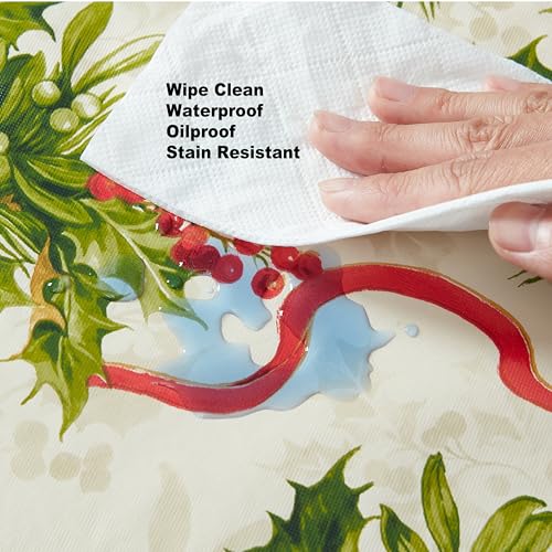 Newbridge Christmas Holly Traditions 60 x 120 Rectangle Vinyl Tablecloth
