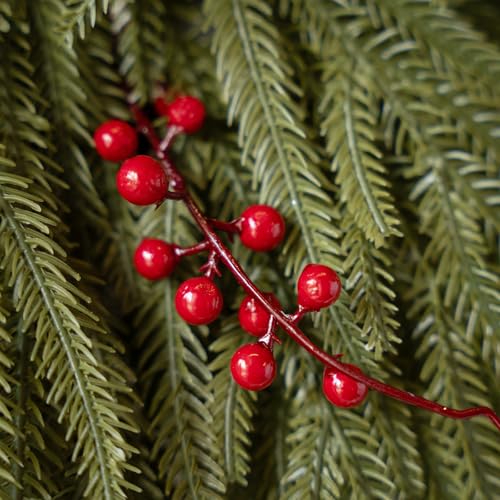 Large 24 Inch Artificial Christmas Wreath with Red Berries Pine Cones - Real Touch Front Door Decor