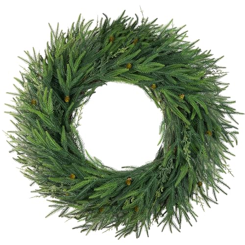 30-Inch Artificial Norfolk Pine Wreath for Front Door & Holiday Decor