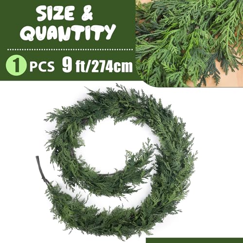 9 ft Artificial Christmas Cedar Garland - Realistic Holiday Decor