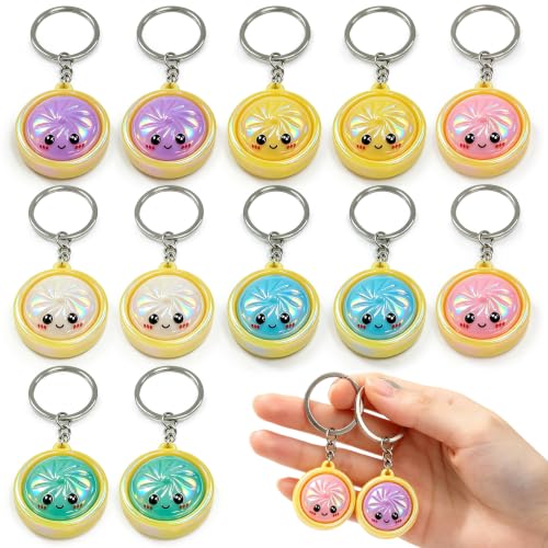12Pcs Iridescent Keychain Set - Colorful Cartoon Face Mini Pendants - QUWEXO 12pc