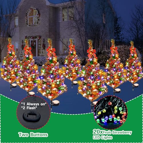 2 Pack Solar Christmas Tree Yard Stake Lights Waterproof Outdoor Decoration - Variation 2