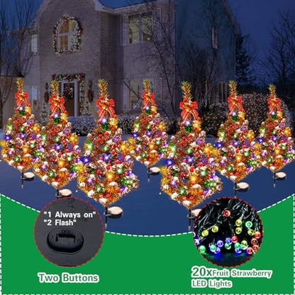 2 Pack Solar Christmas Tree Yard Stake Lights Waterproof Outdoor Decoration - Variation 2