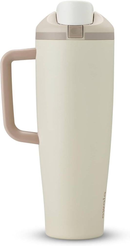 Owala FreeSip Tumbler - 40 Oz Stainless Steel - Stylish Tan (Lightly Toasted) for On-the-Go Hydration