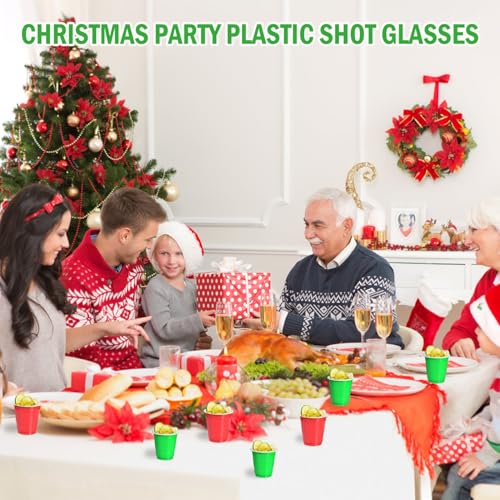 Disposable Christmas Shot Glasses 2oz Pack of 100 - Red & Green