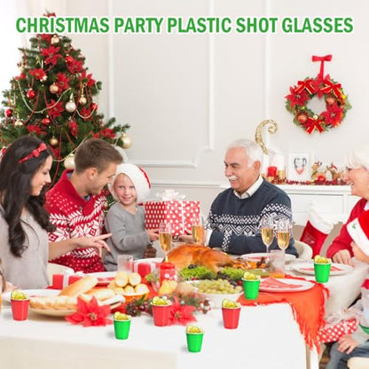 Disposable Christmas Shot Glasses 2oz Pack of 100 - Red & Green