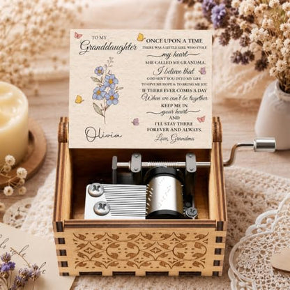 Personalized Granddaughter Music Box with Floral Design - Heartfelt Gift from Grandma