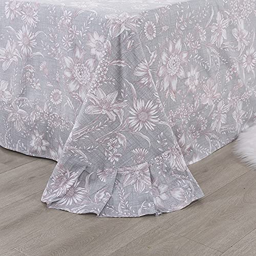 Gray Pink King Sheets Set - Floral 600TC Cotton Bedding with Deep Pockets