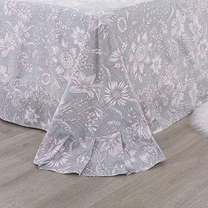 Gray Pink King Sheets Set - Floral 600TC Cotton Bedding with Deep Pockets