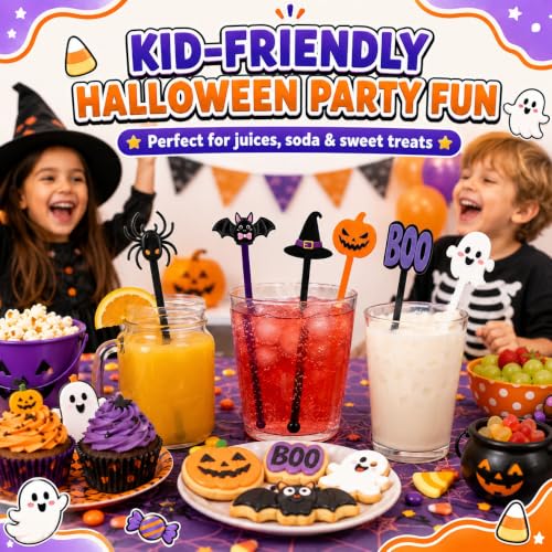 Classic Halloween Cocktail Stir Sticks - 36 Assorted 7.1 Inch Drink Swizzles