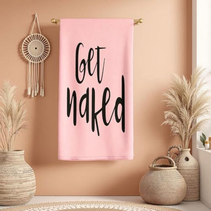 Pink Microfiber Bathroom Hand Towel 20x39 Inches - Get Naked Pattern, Quick Dry & Absorbent