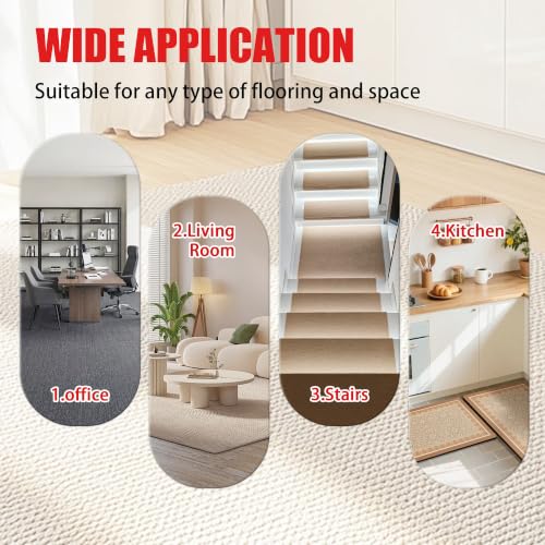 Double Sided Carpet Tile Tape - 50 Pre-Cut 4x4 Inch Adhesive Strips for Flooring
