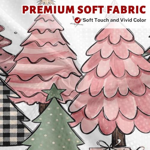 Pink Christmas Shower Curtain Set - Bathroom Decor with Window Curtains 72x72 Inches