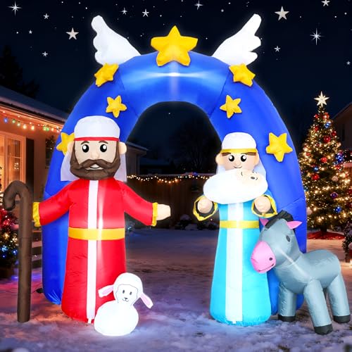 9.2FT Christmas Inflatable Nativity Scene Archway with LED Lights - Large Outdoor Yard Decoration - Variation of This Listing