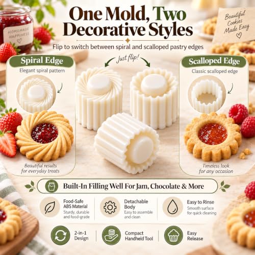 Cookie Press 2-in-1 Sunflower & Lace Pattern Pastry Mold - Easy Release Food-Safe ABS