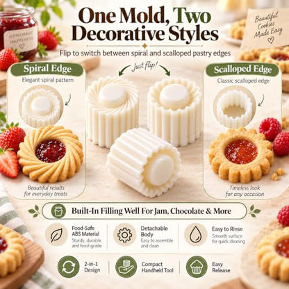 Cookie Press 2-in-1 Sunflower & Lace Pattern Pastry Mold - Easy Release Food-Safe ABS