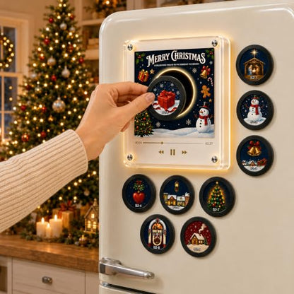 Christmas Mini Vinyl Record Music Player with Fridge Magnets - Classic Christmas