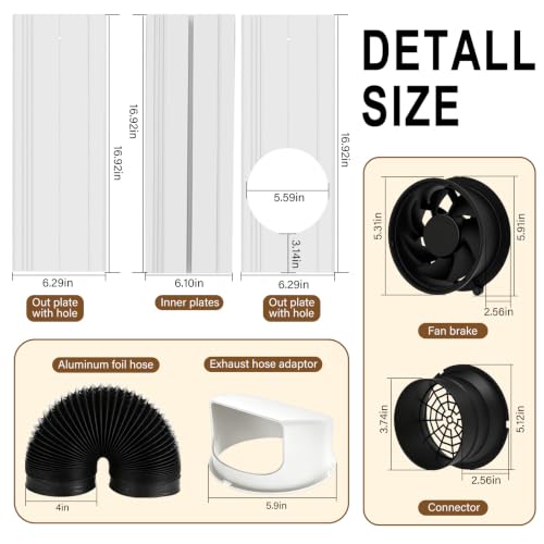 Adjustable Vent Kit with 4-Inch Exhaust Fan for Greenhouse, AC, Dryer, 3D Printer