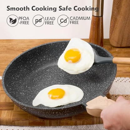12 Inch Nonstick Granite Frying Pan Skillet - Durable & Easy Clean