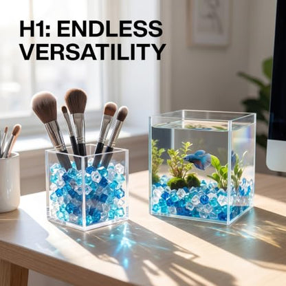 Blue Acrylic Ice Rocks for Vase Fillers - 560 Pack, Aquarium & Decor