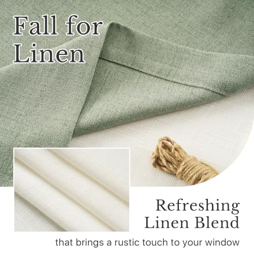 NICETOWN Sage Green Linen Valance 52x18 Inch Double Layer Window Curtain - Farmhouse Style