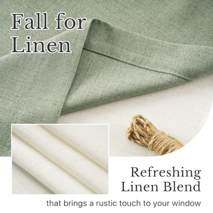 NICETOWN Sage Green Linen Valance 52x18 Inch Double Layer Window Curtain - Farmhouse Style