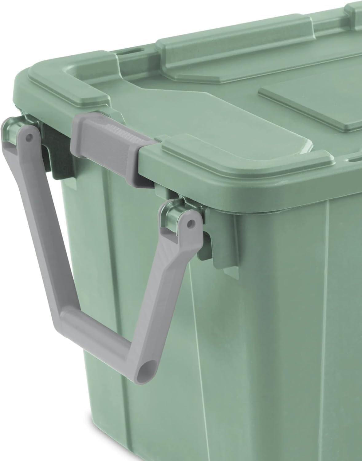 Storage Bin - 40 Gallon Wheeled Industrial Tote | Tough Stackable Plastic Container - Green Sage (2 Pack)