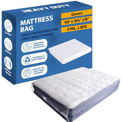 Queen Mattress Storage Bag Heavy-Duty Waterproof Protector - Tear Resistant