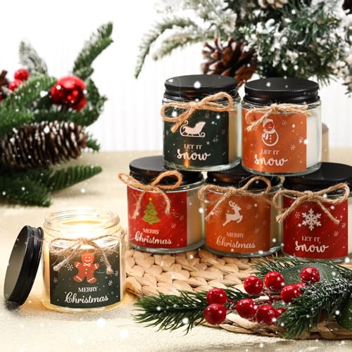 Christmas Scented Candle Set - Bright Style, 6 Jar Holiday Fragrance Gifts