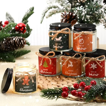 Christmas Scented Candle Set - Bright Style, 6 Jar Holiday Fragrance Gifts
