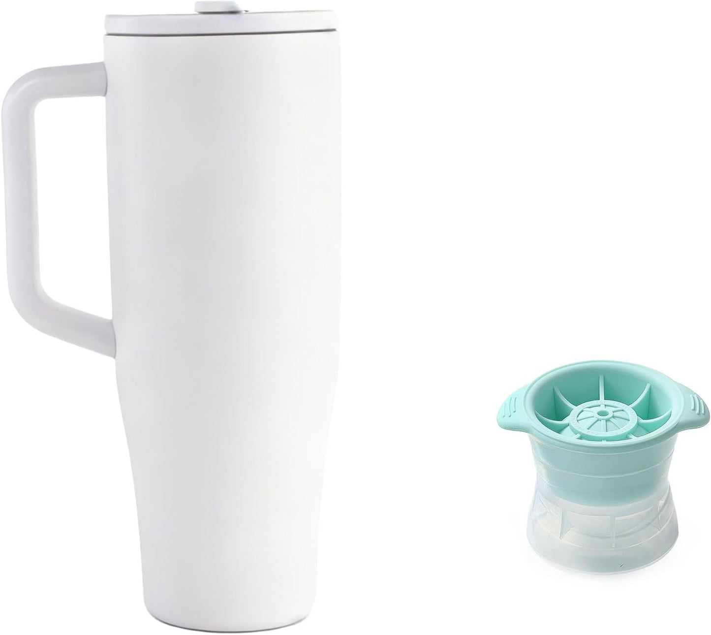 Skiennix 40 oz Water Bottle - Leak Resistant Insulated Tumbler with Handle | White, Cup Holder Compatible