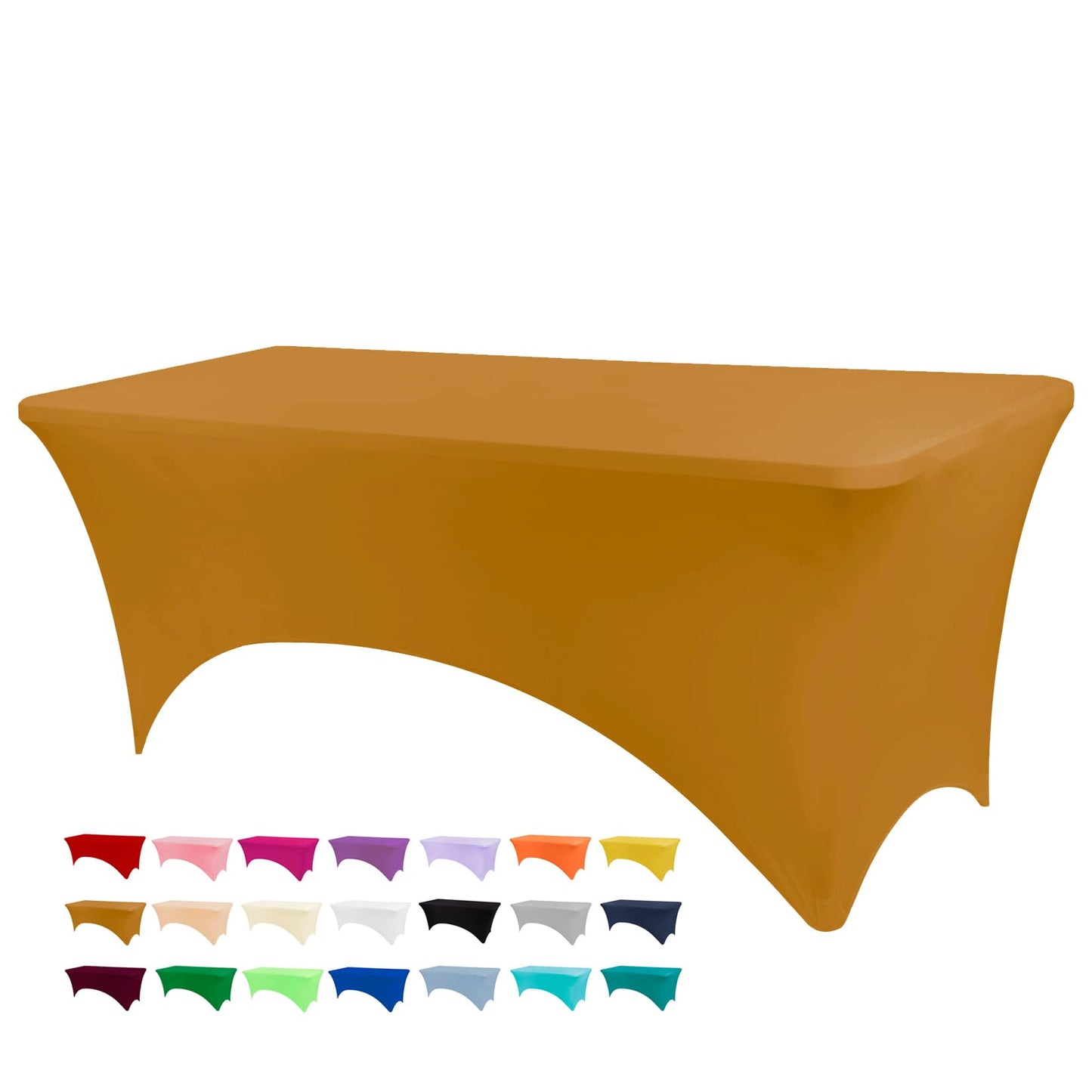 BDDC Table Covers for 4 Foot Tables, Spandex Table Covers 4ft, Gold Table Cloths Rectangle 4ft for Events, Wedding, Banquets & Parties