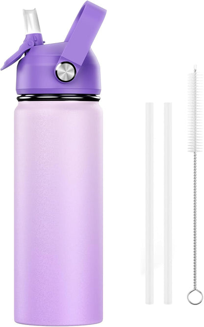 Skiennix 18oz Kids Insulated Water Bottle - BPA-Free Stainless Steel Travel Tumbler (Purple)