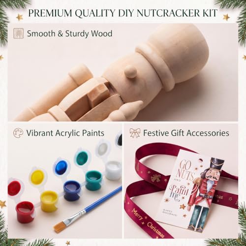 Christmas Nutcracker Painting Kit - 24 DIY Wooden Nutcrackers with Paints & Accessories