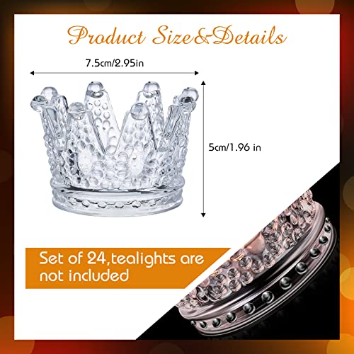 24 Pcs Gold Clear Crown Candle Holders Votive Set - Elegant Home Decor - Clear Style