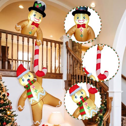 8ft Christmas Inflatable Gingerbread Climbing Yard Decoration - Santa & Candy Cane Design