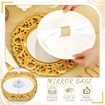 Maxdot 24 Gold Mirror Charger Plates 13 Inch Baroque Dinner Decor Set