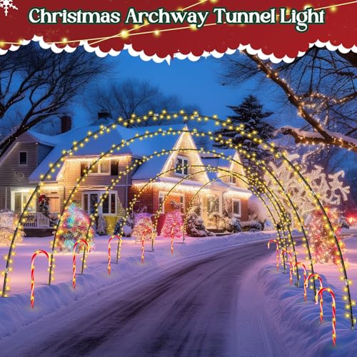 Christmas Driveway Arch Lights & Candy Cane Stakes 16pcs Warm White