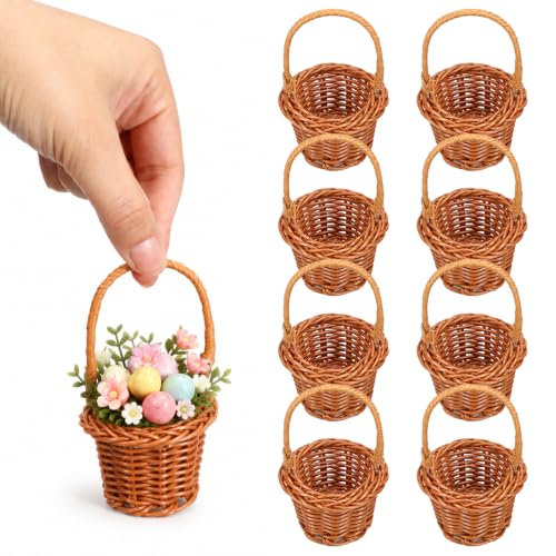 Miniature Rattan Baskets Set of 8 Small Decorative Woven Baskets