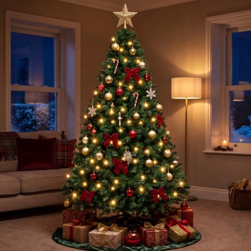 Pre-Lit Artificial Christmas Tree 7.5 Ft Green with Light - 8 Modes, Full Tips