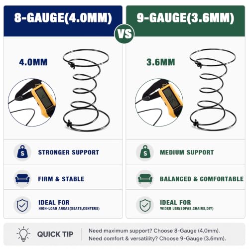 9 Gauge Upholstery Coil Springs Repair Pack - 15 Pcs 6 Inch