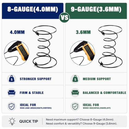 9 Gauge Upholstery Coil Springs Repair Pack - 15 Pcs 6 Inch