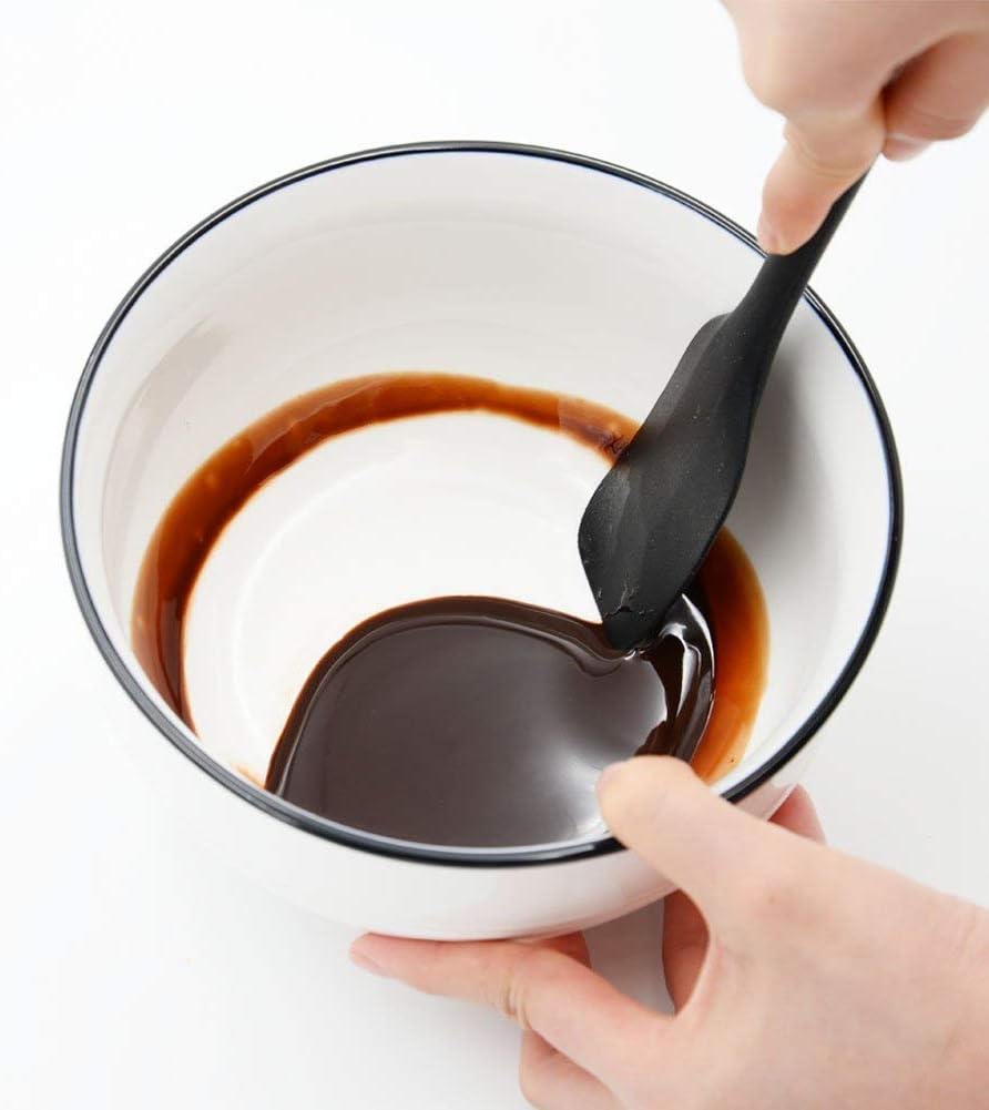 Skiennix Silicone Spatula Set - Ergonomic High Heat-Resistant Design | 3-Piece Non-Stick Rubber, Black