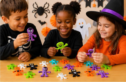 Mini Halloween Toys Bulk Pack - Bendable Spooky Character Figures for Party Favors