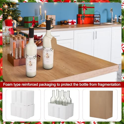 6 Pack Christmas Glass Coquito Bottles 25 oz with Airtight Caps & Stickers