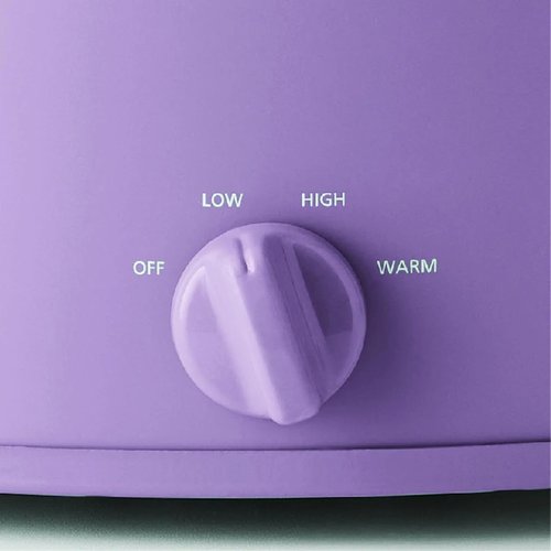 6 Quart Oval Slow Cooker, Stainless Steel Finish, Glass Lid, Adjustable Temp, Perfect for Families and Gatherings Entertaining, Purple