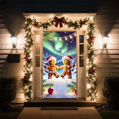 Christmas Door Banner 71x35 Gingerbread Couple Holiday Home Decor - Variation 11